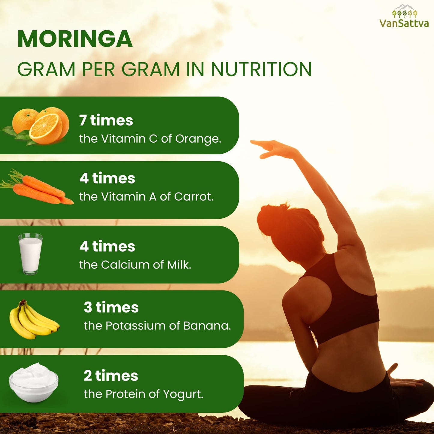 Vansattva Moringa Oleifera Capsules – Natural Leaf Powder Supplement | Plant-Based | 60 Veg Capsules