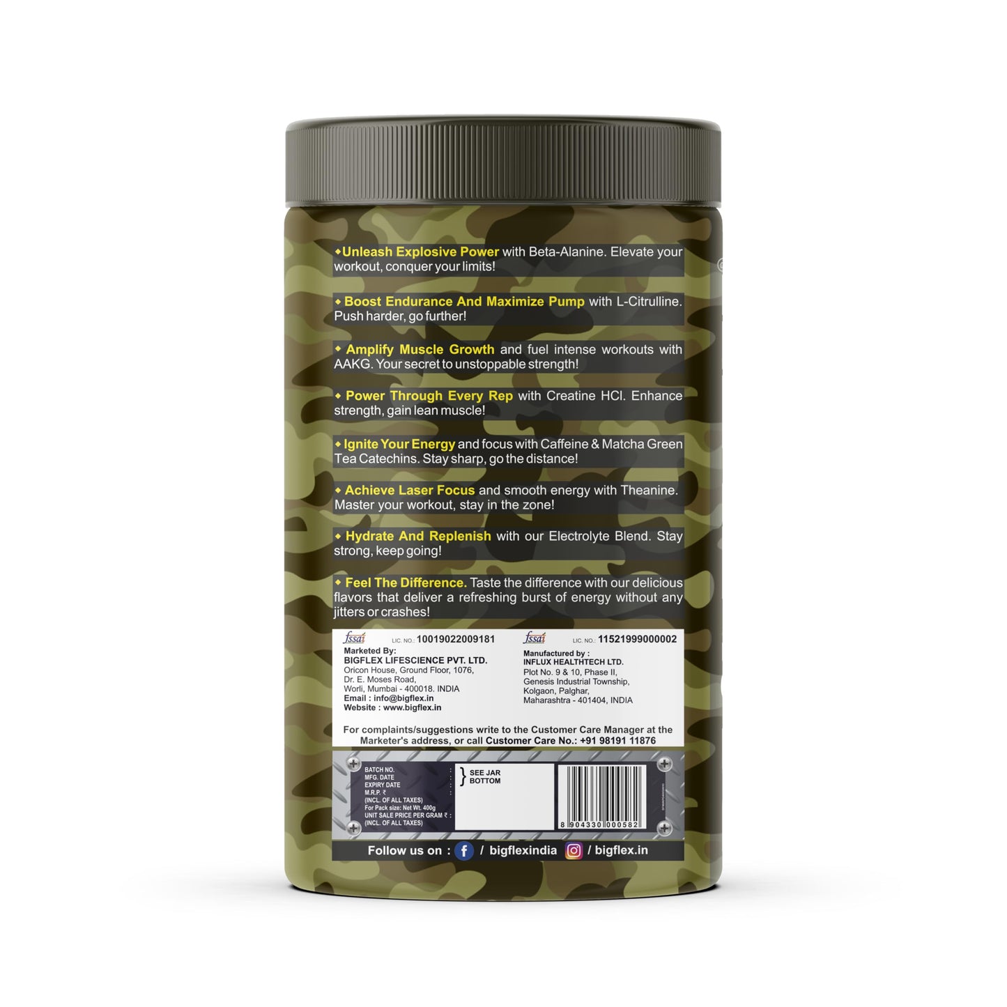 Bigflex Nuke Pre Workout Powder| 33 Servings |Energy Booster| (Guava, 400 gm)