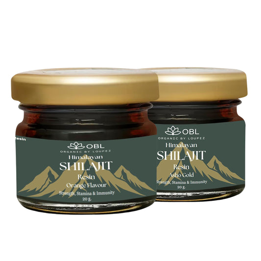 OBL Organic by Loupez Shilajit Resin Pack of 2 (Orange & Ashogold) – Natural Strength, Energy & Stamina Booster | Ayurvedic Muscle Support Supplement for Men & Women