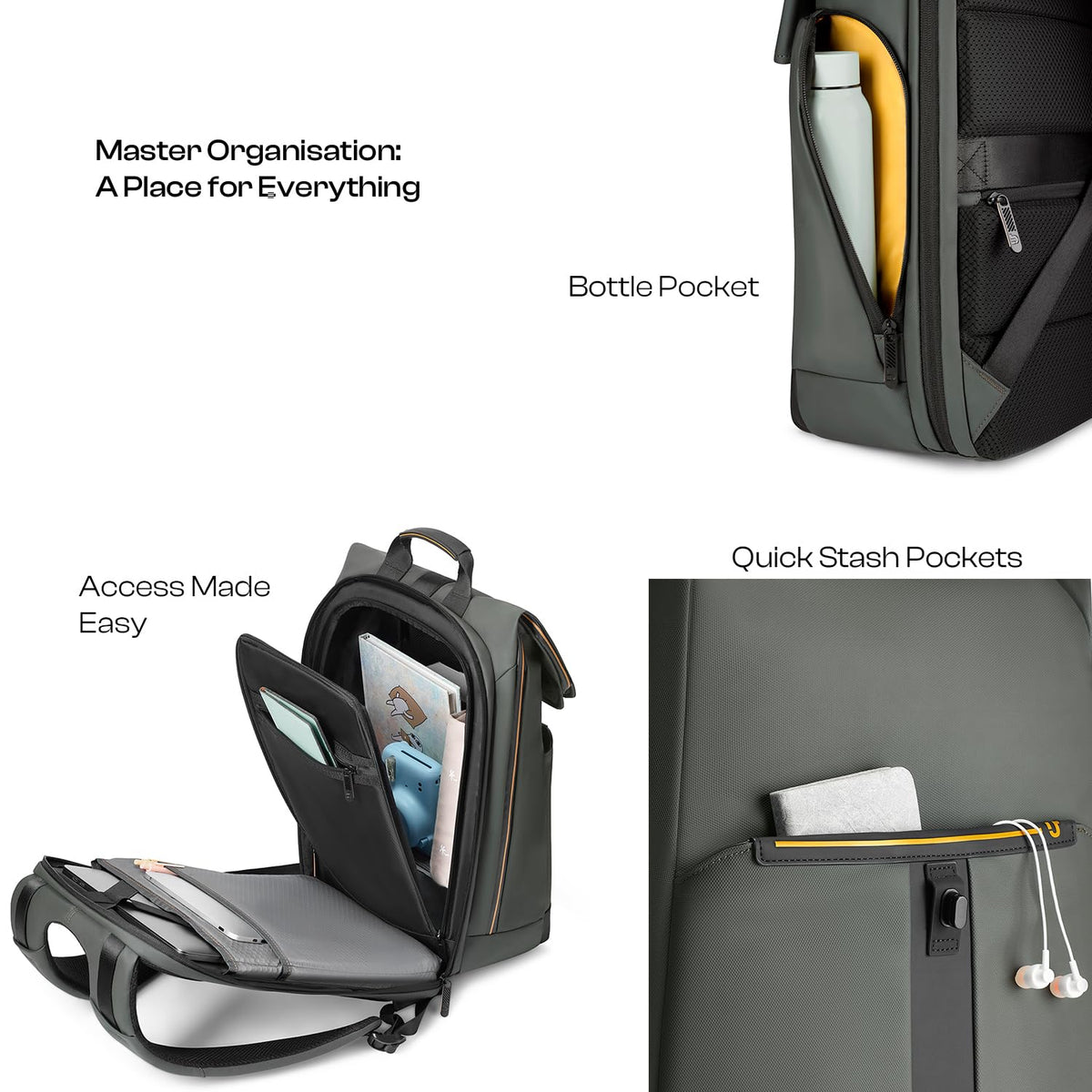Urban Jungle by Safari The Venture 30L Laptop Backpack for Men and Women | 15.6 Inch Laptop & Tablet Sleeve | Water Resistant | Flat-Open Design | Office & Travel Bag | Premium Fabric | Olive