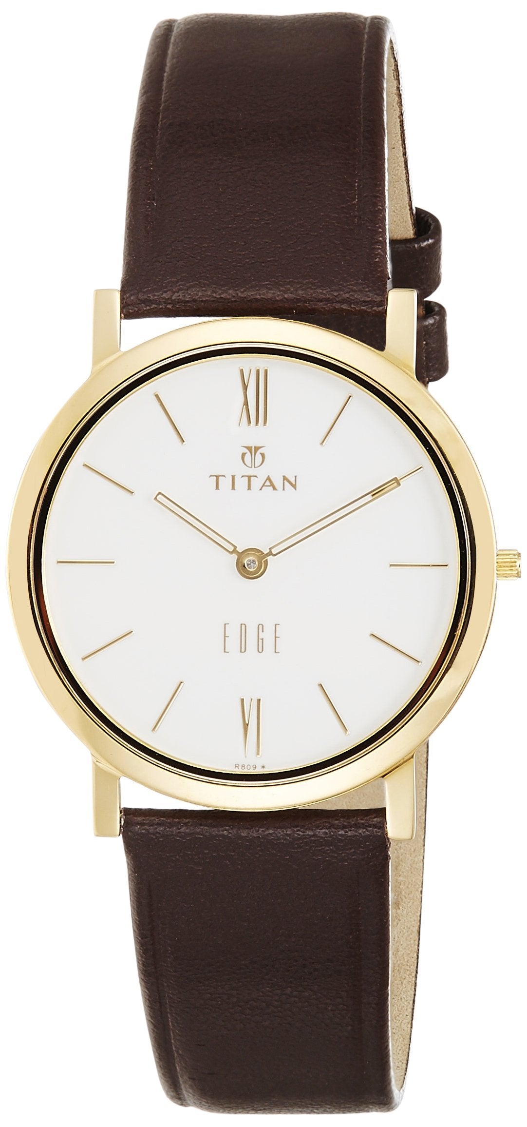Titan Edge Quartz Analog White Dial Leather Strap Watch for Men-NS679YL01/NT679Y