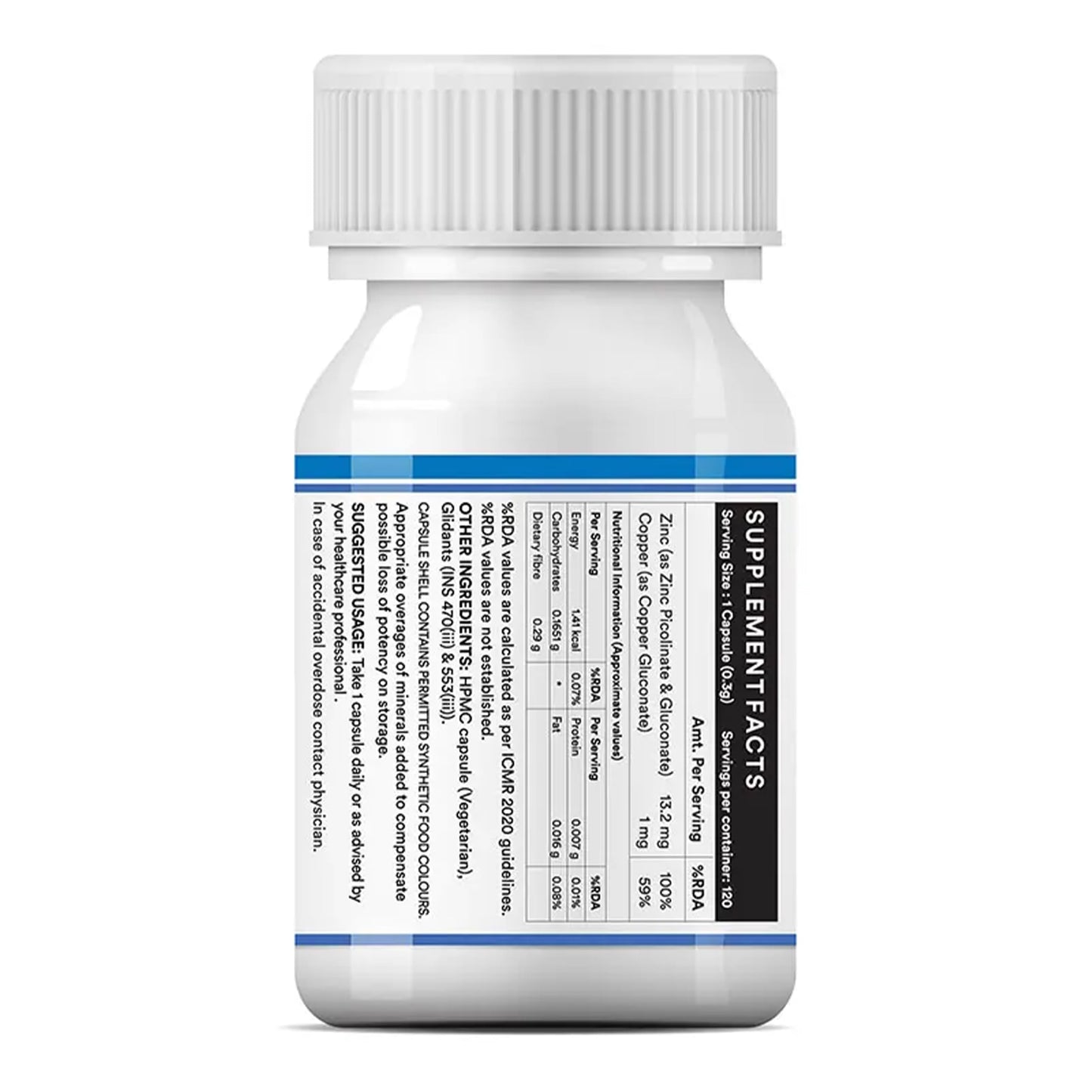 INLIFE Zinc Picolinate with Copper Gluconate Complex, Immunity Skin & Digestion Support Supplement, Overall Wellness, Men Women, 120 Veg Capsules (Pack of 1)
