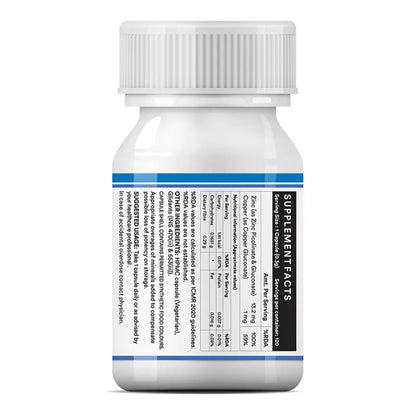 INLIFE Zinc Picolinate with Copper Gluconate Complex, Immunity Skin & Digestion Support Supplement, Overall Wellness, Men Women, 120 Veg Capsules (Pack of 1)