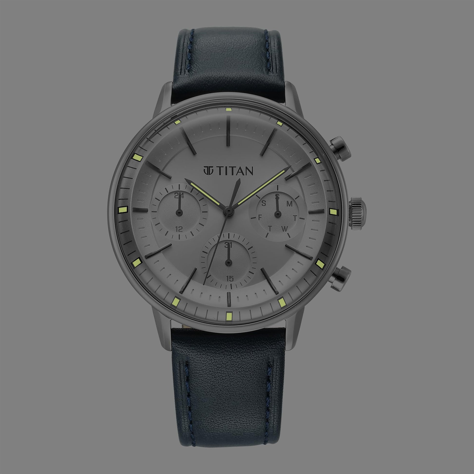 Titan Light Leathers Quartz Multifunction Black Dial Stainless Steel St- image 5