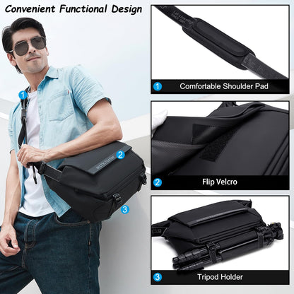 Arctic Hunter Large Sling Bag for Men Crossbody 13L Big Side Bag for 10.9" iPad Pocket with Padded Shoulder Strap Water Resistant Messenger Bag Shoulder Bag for Travel Office College, Black