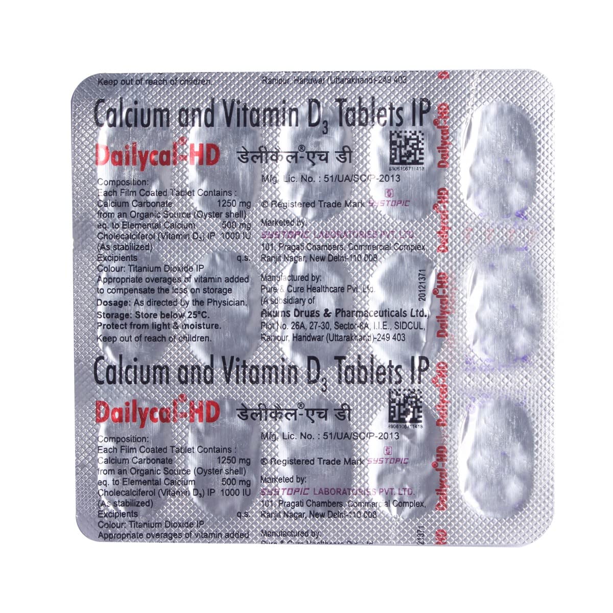 Dailycal Hd 500 Mg /1K - Strip of 15 Tablets