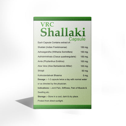 VRC Healthcare Shallaki Capsule | Ayurvedic Supplement for Knee, Back, Joint, Shoulder, Muscle Pain & Swelling | Reduces Pain, Stiffness, Swelling & Enhances Bone Strength | 60 Capsules