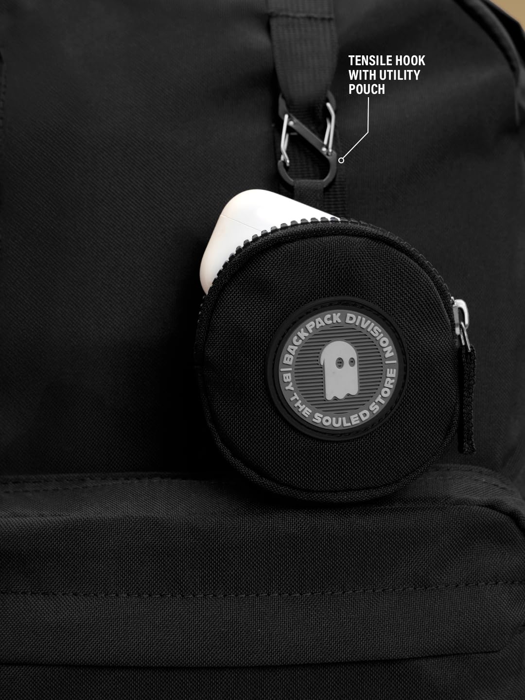 The Souled Store Nimbus: Phantom Backpacks | Sleek All-Black Urban Laptop Bag | Water-Resistant Multi-Compartment Travel Bag for Men & Women | Lightweight Durable College & Office Rucksack