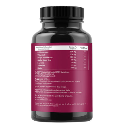 Pure & Pure Healthcare L-Glutathione Capsules 1000mg with Vitamin E and C For GlowingSkin( Pack of 1 )60 capsules