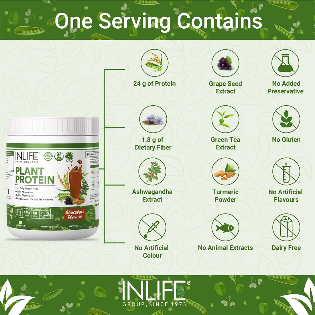 INLIFE Plant Protein Powder - Pea, Quinoa & Brown Rice - 25g Protein -- image 5