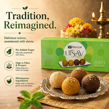 Stevi0cal Utsav Ladoos | 12 Ladoos, 360g | Sweetened with Stevia