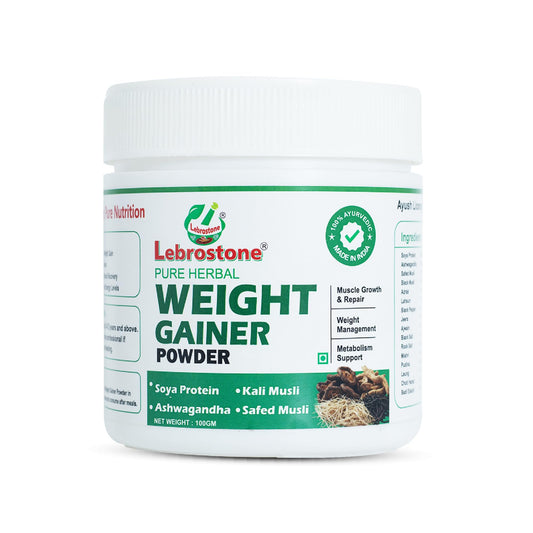 Lebrostone Weight Gainer | Ayurvedic Natural Weight Gain Supplement for Men & Women | Boosts Appetite, Energy, Muscle Growth & Overall Wellness | 100g