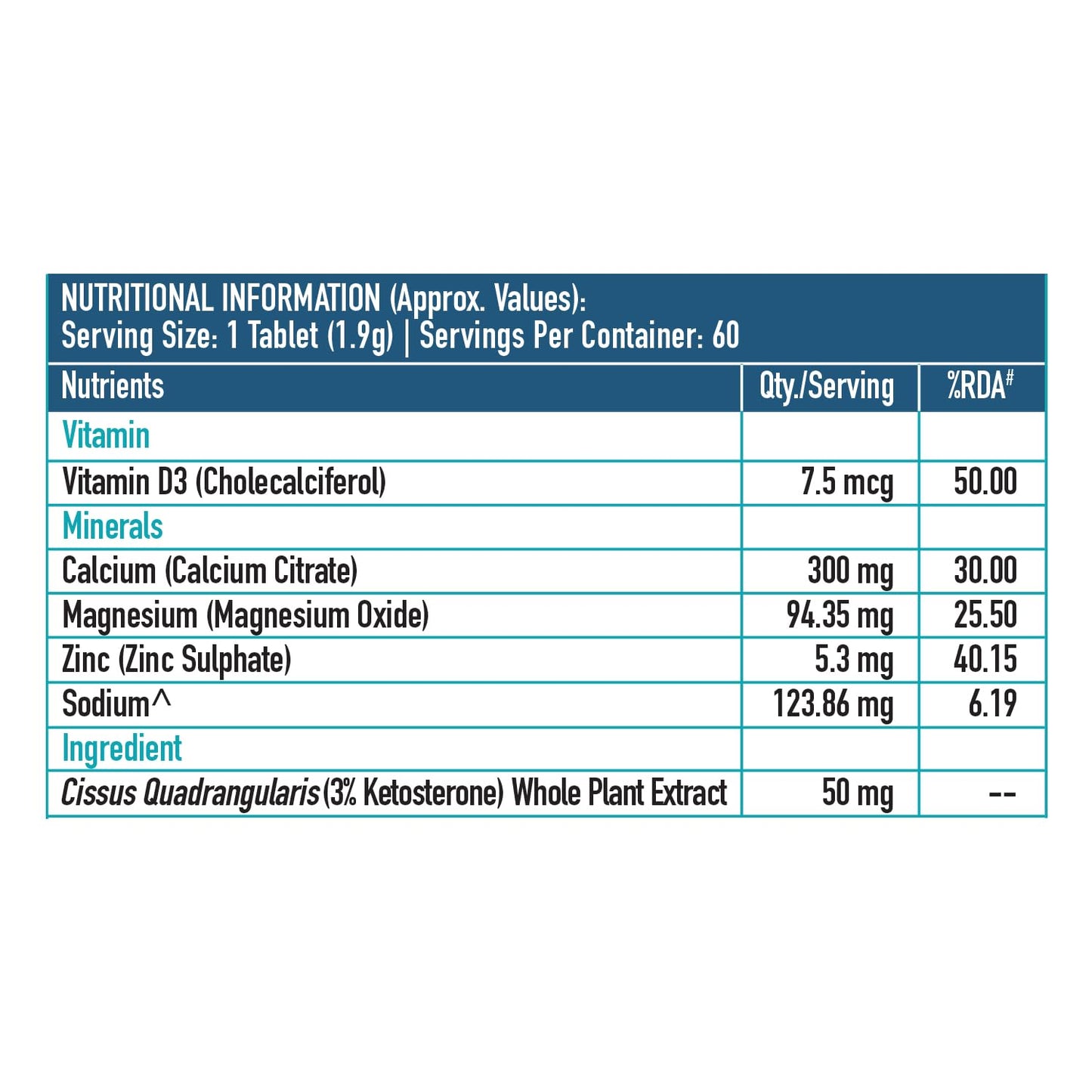 HealthKart hk vitals Calcium Magnesium & Zinc (60 Tablets) | With Vitamin D3, Calcium Supplement for Women and Men | For Bone Health & Joint Support