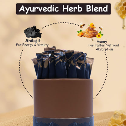 AYODH Himalayan Shilajit Honey Sticks Dark Chocolate Flavor (30 Count) | 75 Fulvic Acid Trace Minerals | Natural Energy Immunity Boost | Pack of 2