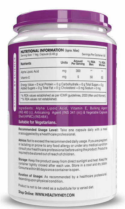 HealthyHey Nutrition Alpha Lipoic Acid 60 capsules & Magnesium Glycinate 120 capsules