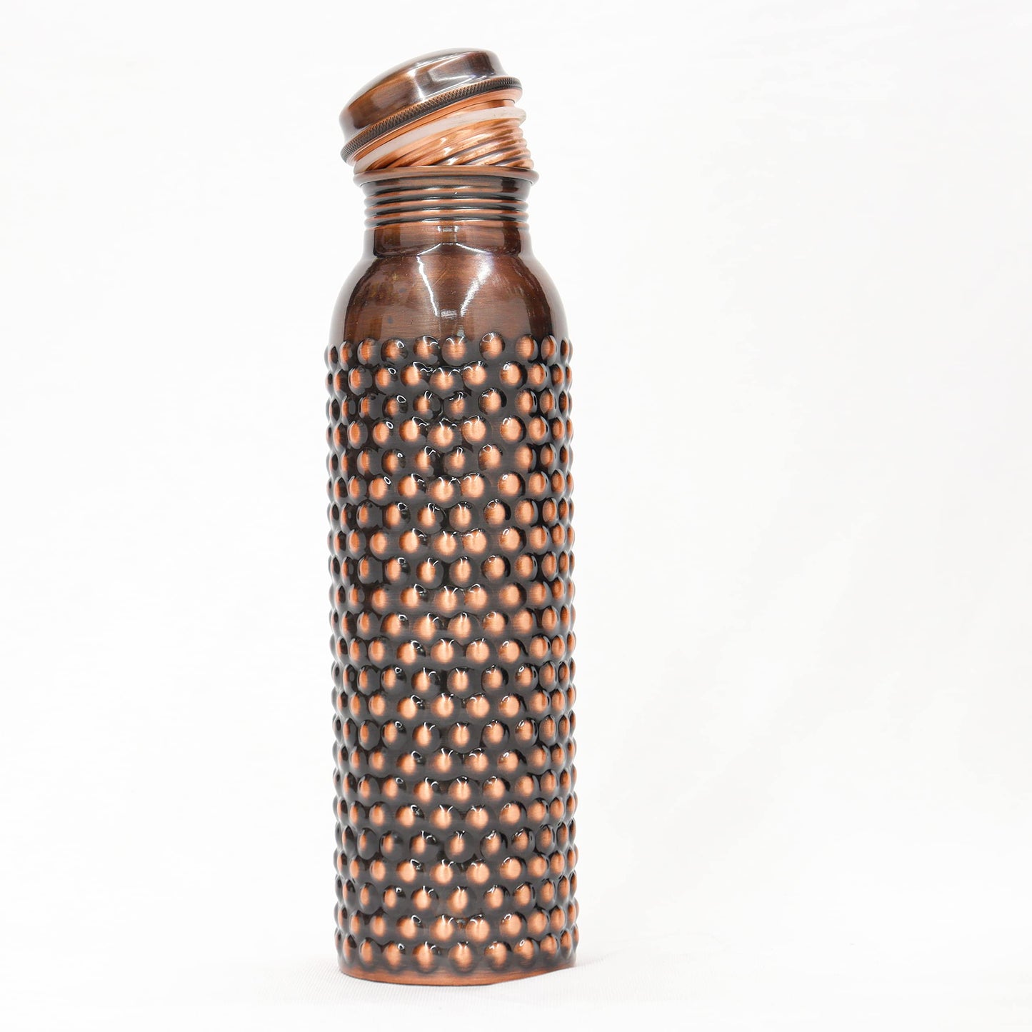 KUVI Copper Water Bottle 1 Litre | Leak Proof, Durable & Rust Proof | Ayurveda and Yoga Health Benefits | Eco Friendly Water Bottle 1000 ml | Office/Gym/Travel Bottle (Dotted Design)