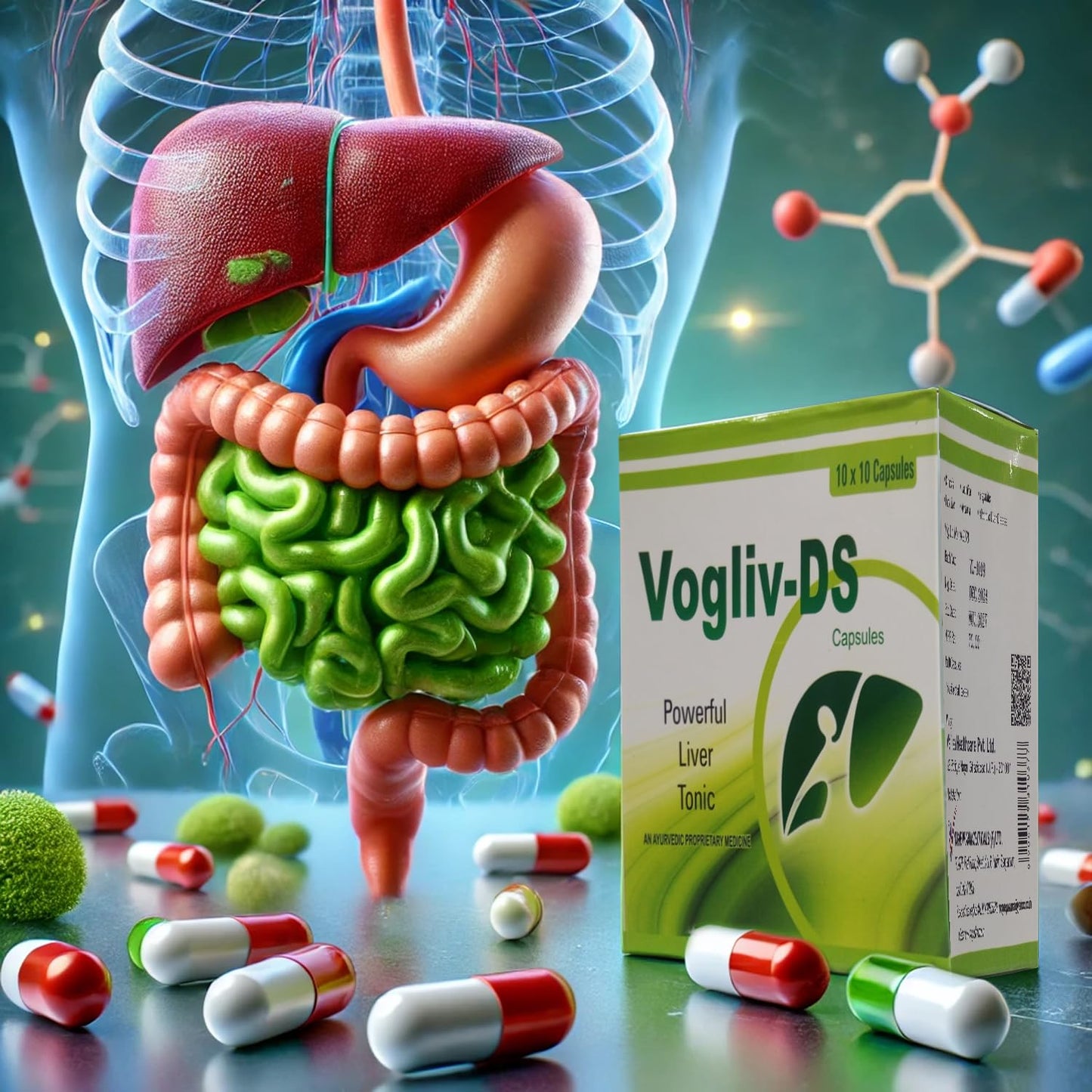 Vogue Wellness VOGLIV-DS Ayurvedic Liver Tonic Capsules – Herbal Liver Detox & Regeneration Supplement | Supports Digestion & Fatty Liver Health | 10 X 10 Capsules