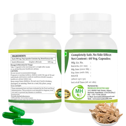 Morsan Healthcare SONTH Capsules – 60 Veg Capsules | Pure Dry Ginger Root Extract (Zingiber officinale) | Natural Ayurvedic Herbal Supplement | Pack of 2
