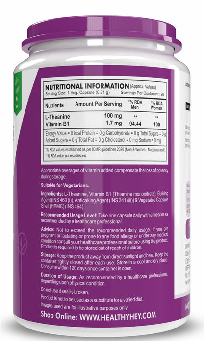 HealthyHey Nutrition L-Theanine -Pack of 120 Vegetarian Capsules- image 8