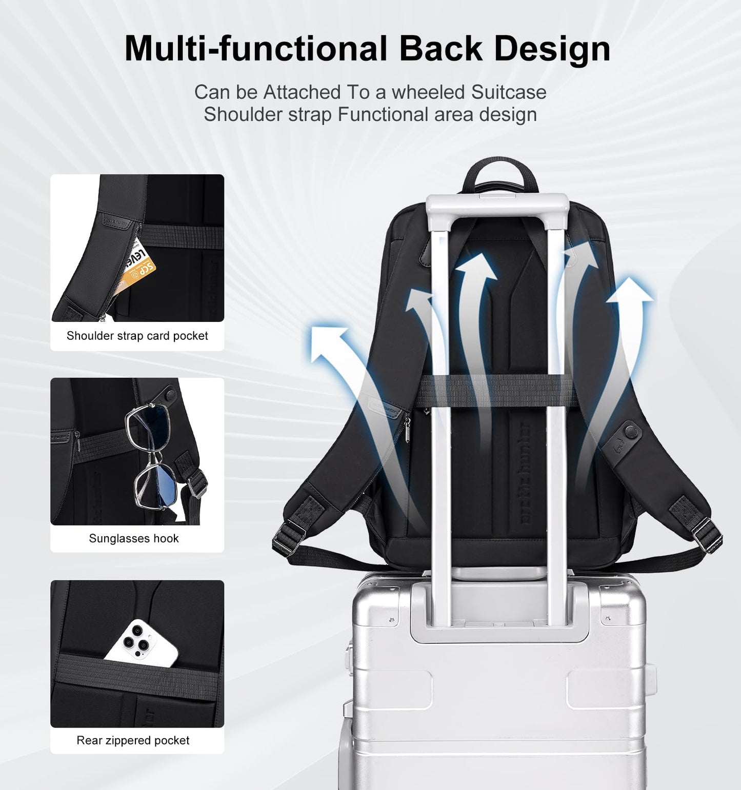 Arctic Hunter Nylon Business Backpack Shockproof 15.6" Laptop Pocket 20L Water Repellent Moltiple Pockets Smart Organizer Anti Theft Design