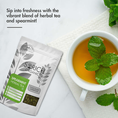 Sorich Organics Spearmint Herbal Tea - 50 gram Caffeine Free Mint Tea helps in Digestion, Hormonal Balance, PCOS,PCOD, Weight Management & Reduces Facial Hair | 50 gm