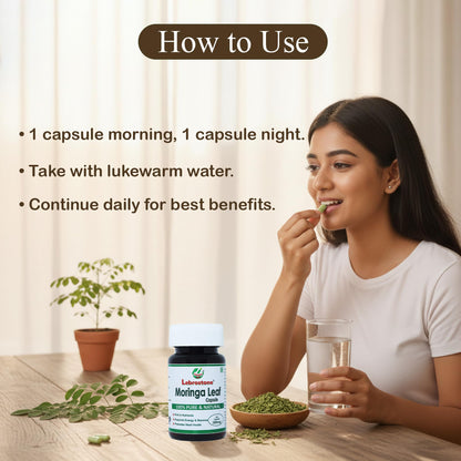 Lebrostone Moringa Capsules | Ayurvedic Superfood for Energy, Immunity & Detox | 45 Veg Capsules