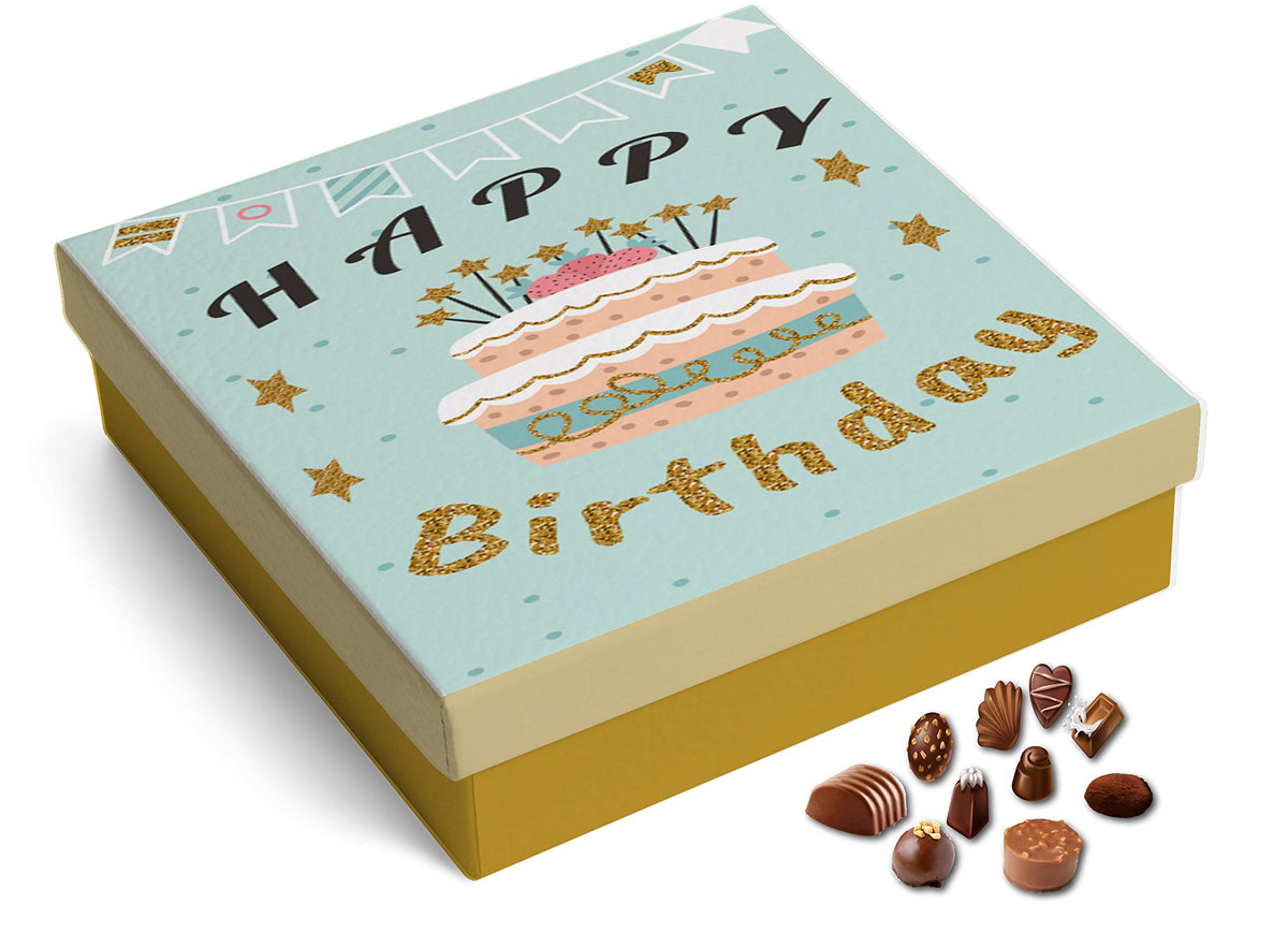 Redbakers.in Happy Birthday Glitter Chocolate Gift Box & Greeting Card Combo Gift Pack - 450 Gm