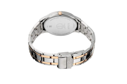Titan Bandhan Quartz Analog with Date White Dial Two Toned Silver and Rose Gold Stainless Steel Strap Watch For Couple - NT17752481KM01