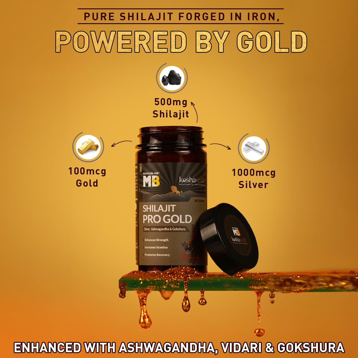 Koshaveda Shilajit Pro Gold by MuscleBlaze (60 Tablets) | Fortified wit- image 8