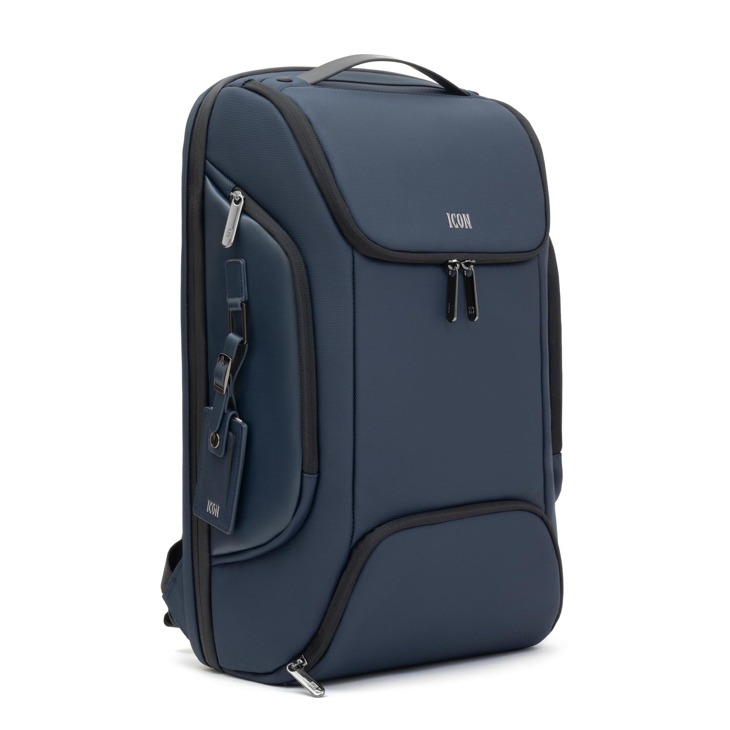 ICON The Iconic Laptop Backpack 30L | Premium Polyester, Fits 15.6" Laptops | USB Charging Port, Luggage Sleeve, Numbered Lock & Hidden Pocket | Water-Resistant, Multipurpose Unisex Laptop Bag - Blue.