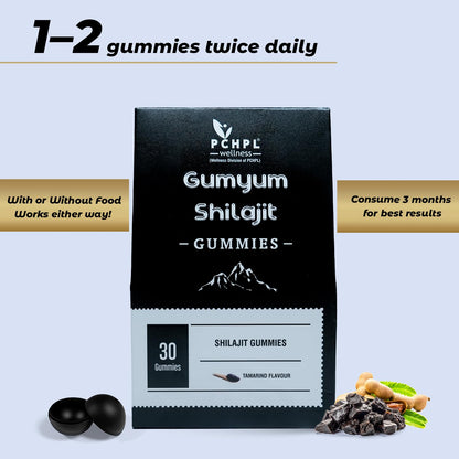 Gumyum Shilajit Gummies, Tamarind (Imli) Flavour, Boost Stamina, Endurance & Energy, 75% Fulvic Acid for Overall Immunity and Vitality 30 Gummy