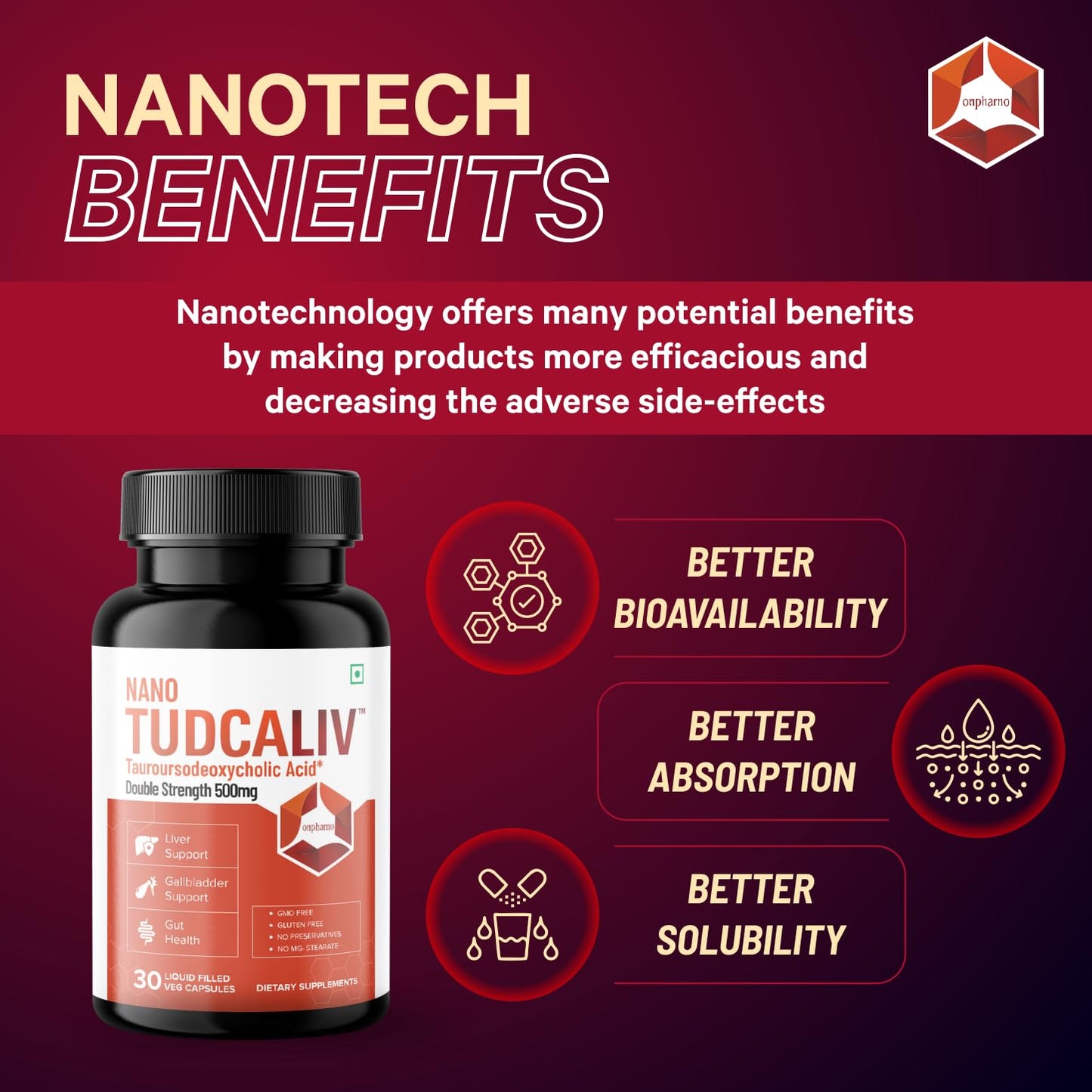 Onpharno TUDCA Liver Supplement | Liver & Gallbladder Support | Enhances Detoxification, Promotes Healthy Bile Flow & Digestion | 500mg – 30 Vegan Capsules