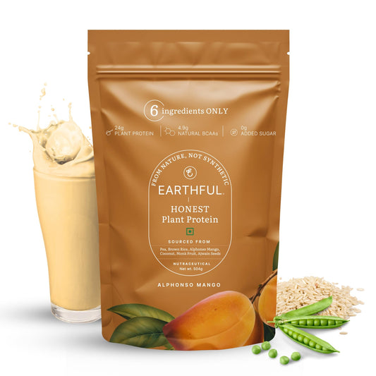 Earthful Honest Plant Protein | 24g Protein/Serving & 4.9g BCCAs Made with Pea &