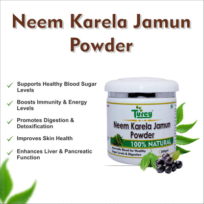 Turcy Neem Karela Jamun Powder 200g | Natural Ayurvedic Supplement | Supports Blood Sugar, Digestion & Immunity | Herbal Detox Formula
