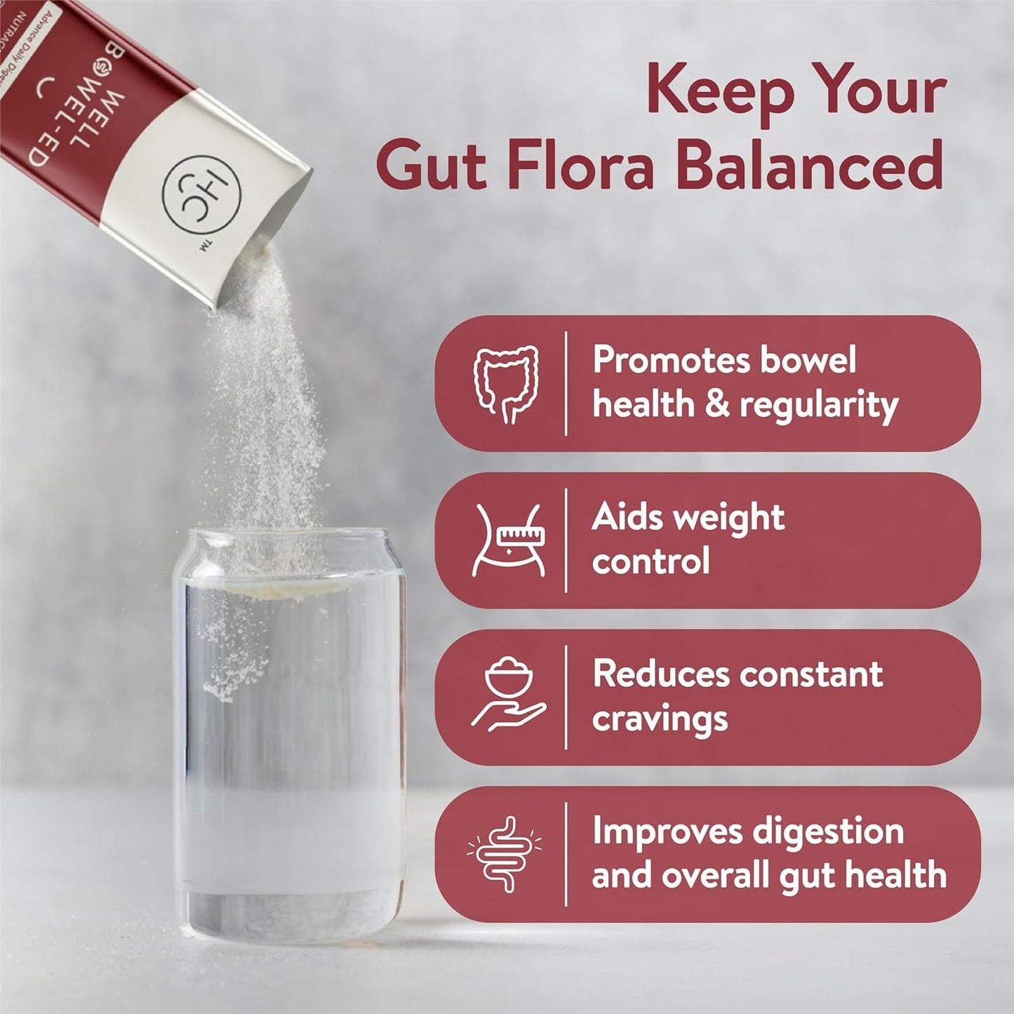 Happy Cultures Well Bowel-ed Unique Blend of 5 Digestive Fiber & Probiotics, Promote Bowel Health Reduce Constipation Gas Bloating Acidity, Blood Sugar Levels, Unflavored 15 Sachets