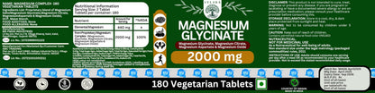 SYLARA Chelated Magnesium Glycinate 2000 mg - 180 Tablets/Capsules Supplement - 100% RDA (Magnesium Glycinate, Citrate, Aspartate Complex)