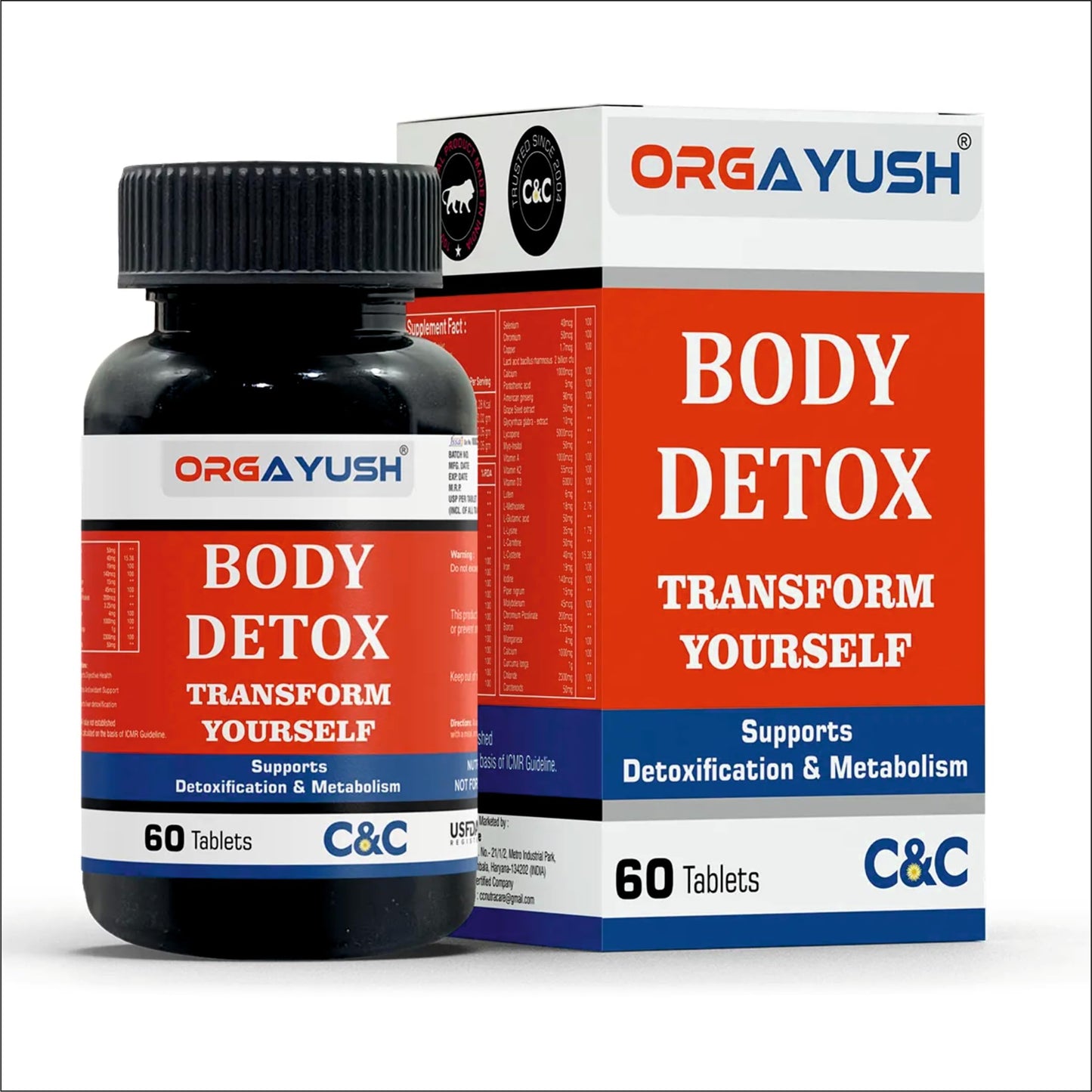 ORGAYUSH Body Detox Tablets for Daily Wellness – Herbal Supplement for Digestive Support, Liver Function, Immunity & Metabolism Support with Antioxidants (Pack of 1)