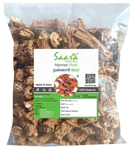 Saara Nannari Roots 300g | Sugandhi Veru Roots | Anantmool Roots | Indian Sarsap