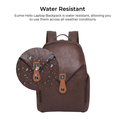 EUME Helix 28L Backpack Bag For Man, Rustic Brown| 2 Large Compartment office Laptop Backpack | Fits Up to 15.6" Laptop | Vegan Leather | Travel Bag | Laptop Backpack For Men and Women