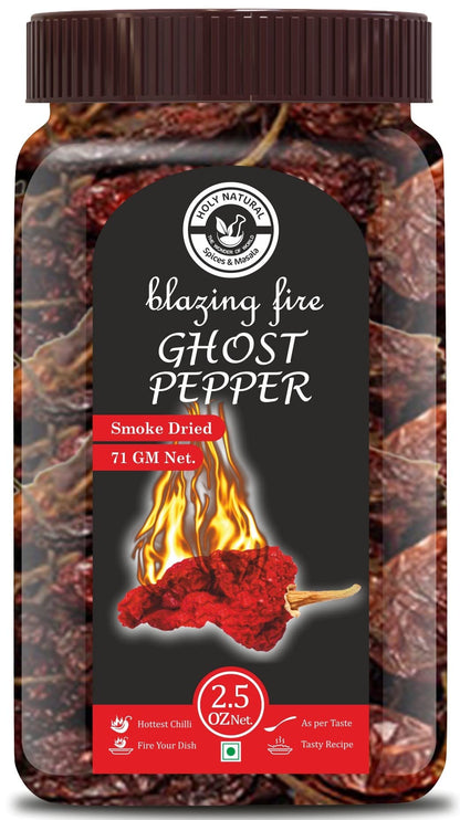 Holy Natural Bhut Jolokia Chilli Whole - 71 gm | Ghost Pepper Pod, Hottest Whole | Smoked Dried & Spicy Chilli Of The World