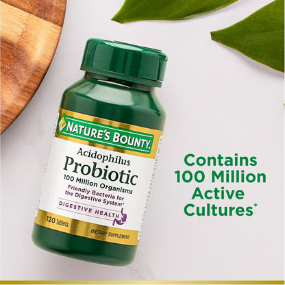 Nature's Bounty Probiotic Acidophilus, 100 Tablets, Pack of 2 (Packagin- image 3