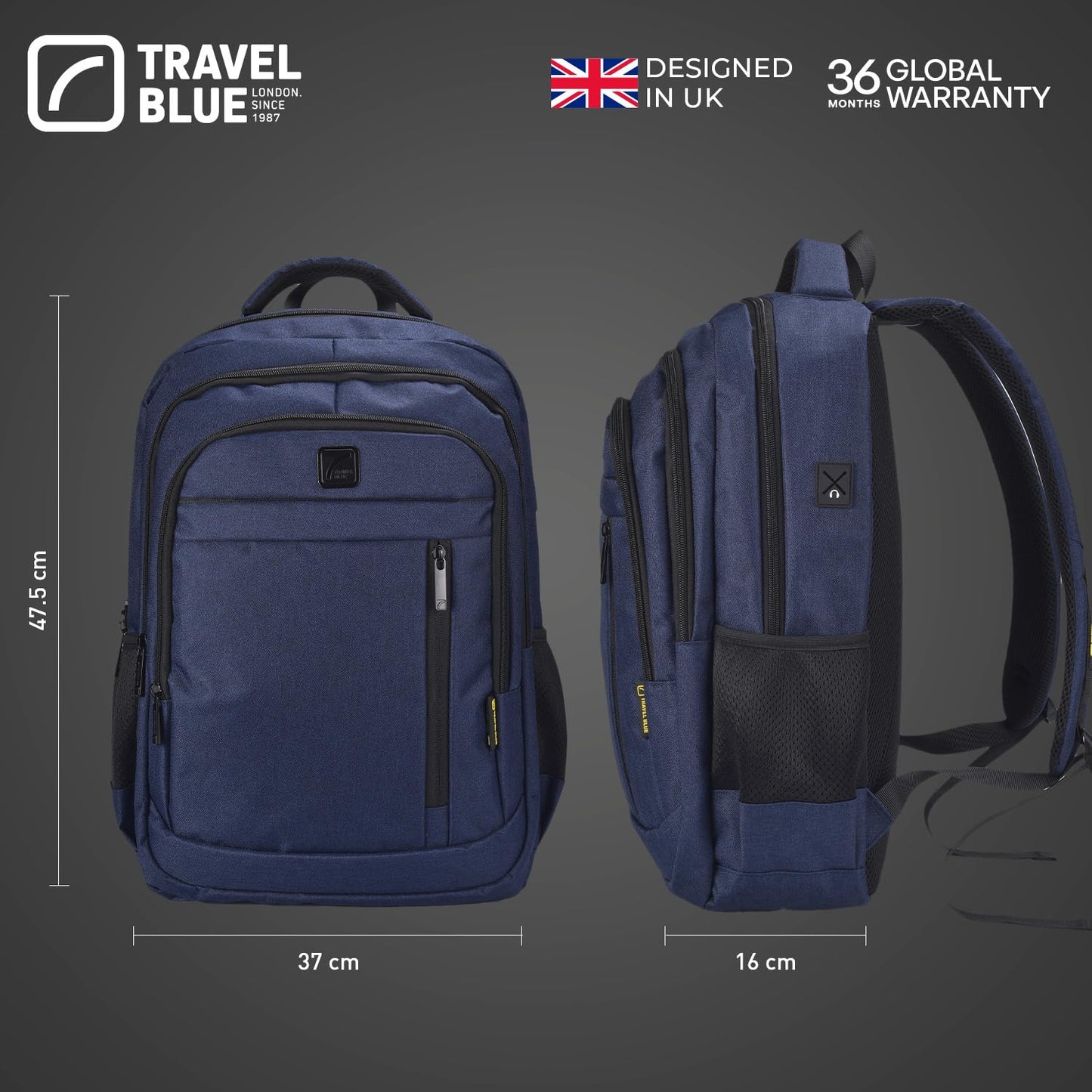 Travel Blue Vanguard Executive 15.4 Inches laptop Compartment, 25 L Casual Backpack,Organizer Pocket for Men Women Boys Girls Navy Blue