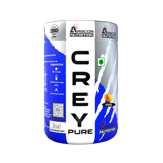 Arscor's Creypure Pure Creatine Monohydrate Powder | Micronized & HPLC-Tested | Creatine Powder | Pre Workout & Gym Supplement | Non-GMO & Gluten-Free (300 gm, Mango)