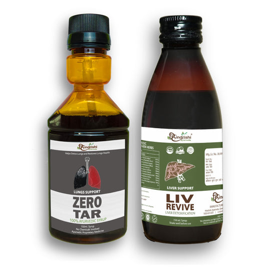 Hindrishi Ayurveda Zero Tar & Liv Revive Syrup, Lungs and Liver Detox (1 Zero Ta