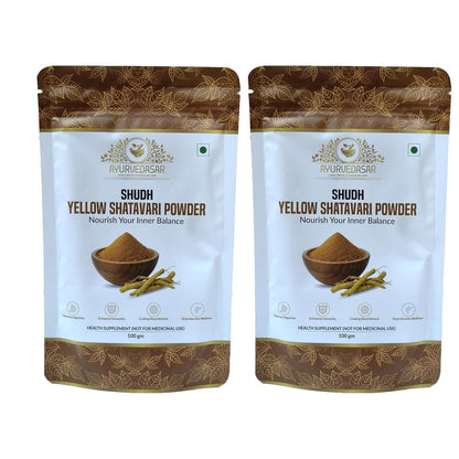 Shudh Yellow Shatavari Powder 100g | 100% Pure Shatavari Root Powder | Supports Hormonal Balance & Immunity | Ayurvedic Herbal Supplement (Pack of 2)