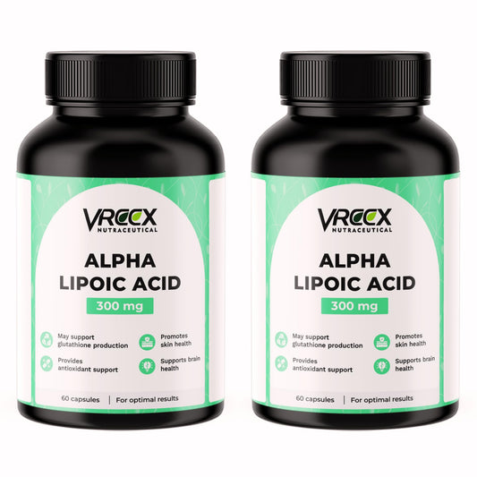 VREEX ALA 300 mg | Alpha Lipoic Acid Supplement | Supports Antioxidant Protection, Nerve Health & Energy Metabolism | 60 Capsules (Pack of 2)