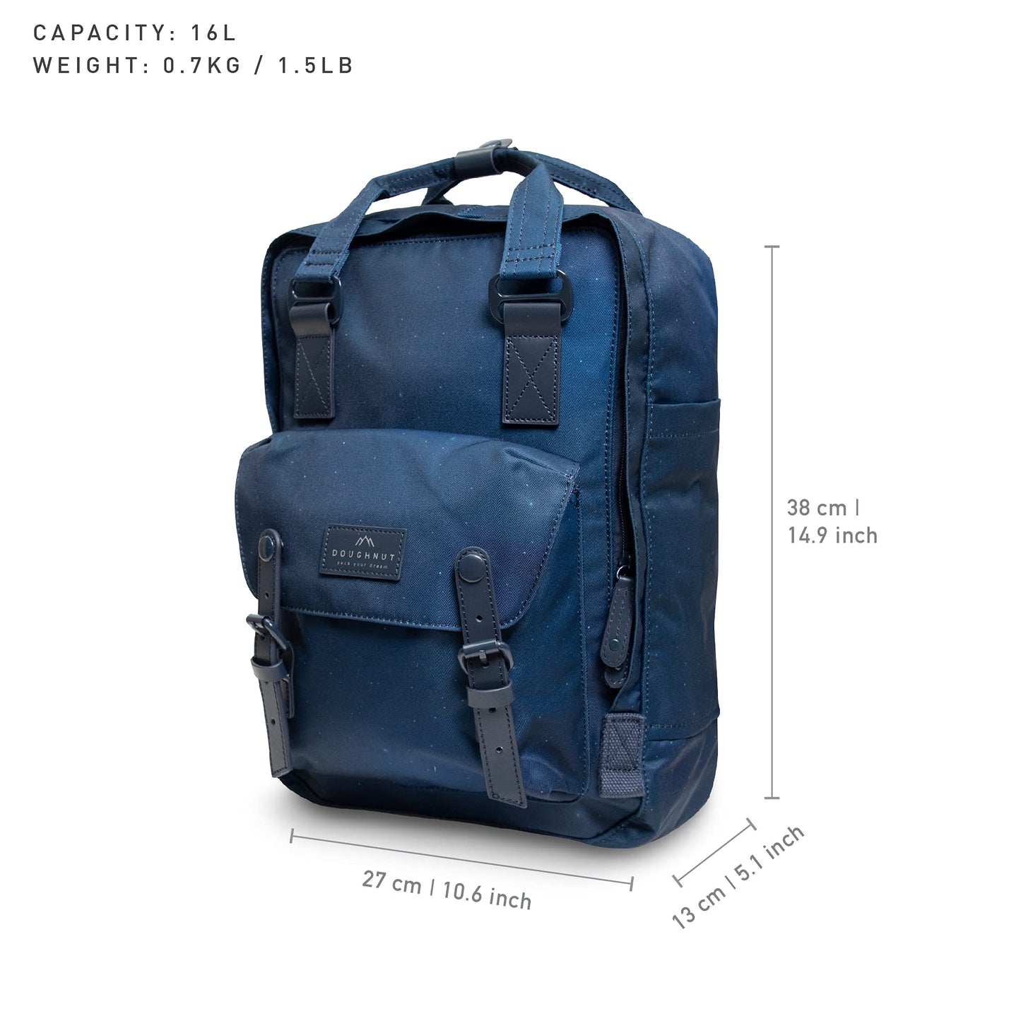 Doughnut Macaroon Classic Sky Series 16L Backpack, Lightweight Water-Resistant Daypack with 14" Laptop Compartment, Unisex Casual Travel & School Bag