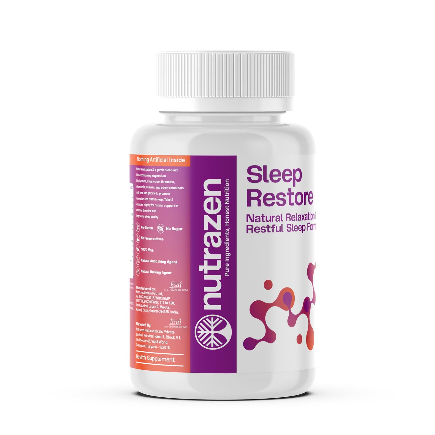 Nutrazen Sleep Restore – 60 Capsules | Triple Magnesium Formula (Bisglycinate, Threonate, Oxide) | Chamomile Extract, Valerian Root, Lavender, Ashwagandha | Zinc, L-Theanine, Glycine | Supports Relaxation, Calm & Restful Sleep