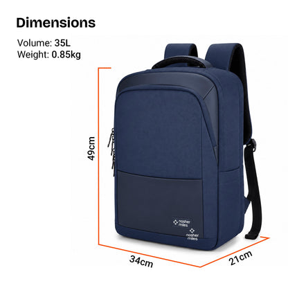 Nasher Miles Oxford Corporate Backpack | Premium Polyester & PU Laptop Backpack 35L | Ideal for Office, College, School & Travel | Men, Women, Boys, Girls (Navy Blue)