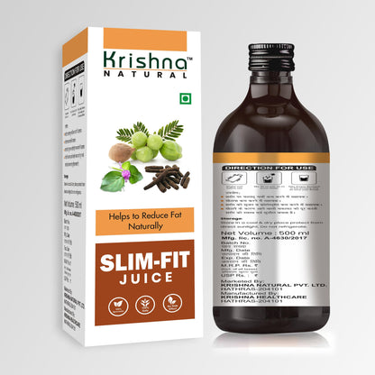 Krishna Natural Slim-Fit Juice 500ml | Ayurvedic Fat Burner Juice | Natural Weight Loss & Metabolism Booster | Herbal Slimming Supplement